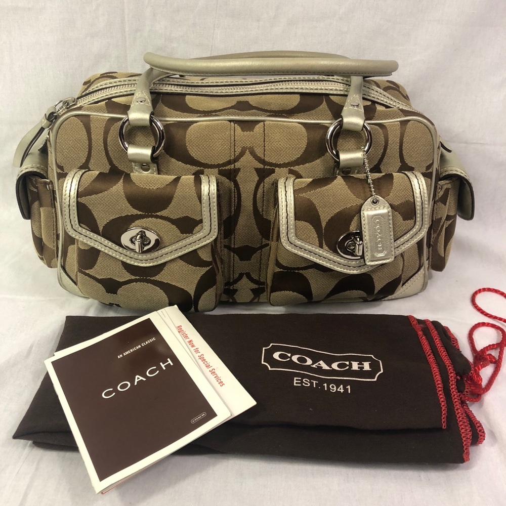COACH Signature Gold Large Handbag,Satchel, RARE!!